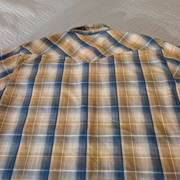 Howler Brothers Blue and Tan Plaid Pearl Snap Short Shirt Sleeve XL - Picture 5 of 8